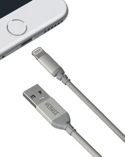 YENKEE Pleciony kabel synchronizacyjny i zasilający Lightning 2m SREBRNY ALUMINIUM Apple Lightning 41029 - Kable USB - miniaturka - grafika 2