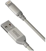 Kable USB - YENKEE Pleciony kabel synchronizacyjny i zasilający Lightning 2m SREBRNY ALUMINIUM Apple Lightning 41029 - miniaturka - grafika 1