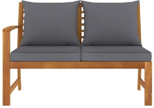 vidaXL Ławka ogrodowa, 114,5 cm, ciemnoszare poduszki, drewno akacjowe 311837 - Ławki ogrodowe - miniaturka - grafika 2