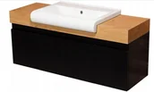 Szafki łazienkowe - Czarna szafka z blatem i umywalką 120 cm seria Cassini Cz CAS-C-U120/39 - miniaturka - grafika 1