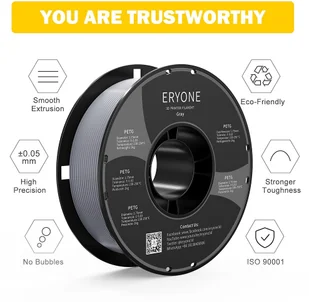 ERYONE ERYONE PETG Filament for 3D Printer 1.75mm Tolerance 0.03mm 1KG(2.2LBS)/Spool- Grey 795730EUDF - Filamenty i akcesoria do drukarek 3D - miniaturka - grafika 3
