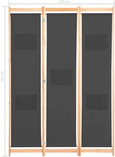 vidaXL Parawan 3-panelowy, szary, 120x170x4 cm, tkanina vidaXL - Parawany - miniaturka - grafika 8