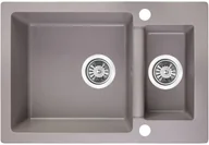Zlewozmywaki - Laveo Celia granitowy 65x44 cm 1,5-komorowy bez ociekacza szary SJC530T - miniaturka - grafika 1