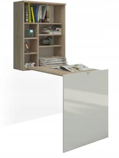 Biurko składane wiszące Hide sonoma / biały połysk - Biurka dla dzieci - miniaturka - grafika 2