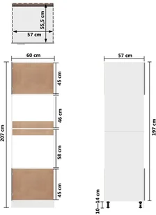 vidaXL Szafka kuchenna, biała, 60x57x207 cm, płyta wiórowa 802538 - Szafki kuchenne - miniaturka - grafika 11