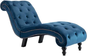 vidaXL Szezlong, niebieski, tapicerowany aksamitem - Szezlongi - miniaturka - grafika 2