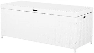Beliani Skrzynia na poduchy rattanowa biała 158 x 63 cm MODENA - Pozostałe meble ogrodowe - miniaturka - grafika 5