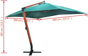 vidaXL vidaXL Parasol ogrodowy, 300x400cm, zielony - Parasole ogrodowe - miniaturka - grafika 6