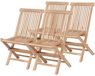 vidaXL Składany stół jadalniany i 4 krzesła, lite drewno tekowe - Meble ogrodowe vidaXL Składany stół jadalniany i 4 krzesła, lite drewno tekowe - Meble ogrodowe - miniaturka - grafika 4