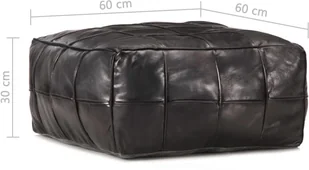 vidaXL vidaXL Puf, czarny, 60x60x30 cm, prawdziwa kozia skóra - Pufy i podnóżki - miniaturka - grafika 4