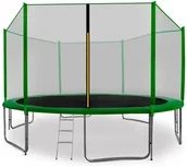 Trampoliny - Aga Sport Pro Trampolina Aga SPORT PRO 430 cm ciemnozielona + siatka ochronna + drabinka + kieszeń na buty - miniaturka - grafika 1