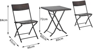Outsunny MEBLE OGRODOWE STÓŁ + KRZESŁA, KOMPLET DO SIEDZENIA - Meble ogrodowe - miniaturka - grafika 2