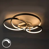 Lampy sufitowe - QAZQA Nowoczesna stalowa lampa sufitowa z diodami LED i ściemniaczem - Rondas - miniaturka - grafika 1