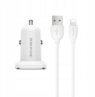 Uchwyty samochodowe do telefonów - Borofone Ładowarka samochodowa BZ12 Lasting 2USB 2 - miniaturka - grafika 1
