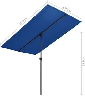 vidaXL Parasol ogrodowy na słupku aluminiowym, 2x1,5 m, błękit lazur vidaXL - Parasole ogrodowe - miniaturka - grafika 7