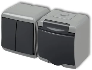 Karlik JUNIOR - Łącznik świecznikowy z gniazdem hermetycznym (klapka grafitowa) (popielaty / grafitowy) 30WGHH-2p - Wyłączniki światła i elektryczne Karlik JUNIOR - Łącznik świecznikowy z gniazdem hermetycznym (klapka grafitowa) (popielaty / grafitowy) 30WGHH-2p - Wyłączniki światła i elektryczne - miniaturka - grafika 2