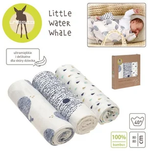 Lassig Bambusowy Otulacz-Kocyk 80x80cm Zestaw 3 szt. Little Water Wieloryb solution-bc-4983-0 - Koce i narzuty dla dzieci - miniaturka - grafika 2
