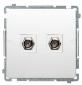 Gniazdka elektryczne - Kontakt Simon Kontakt_Simon Gniazdo antenowe typu ""F"" podwójne (moduł) biały BMAF2.01/11 - miniaturka - grafika 1