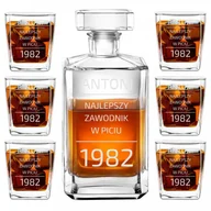 Karafki - Murrano Zestaw Karafka Burbon z 6 Szklankami Grawer Zawodnik KARB_6xSZC-017 - miniaturka - grafika 1