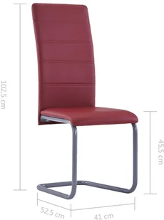 vidaXL Krzesła jadalniane, 6 szt., czerwone, sztuczna skóra - Krzesła - miniaturka - grafika 8