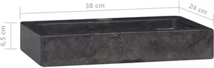 vidaXL Lumarko Umywalka, czarna, 38x24x6,5 cm, marmur! 149187 - Umywalki - miniaturka - grafika 8