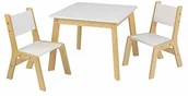 Stoliki dla dzieci - Kidkraft 27025 Biały nowoczesny drewniany stół z 2 krzesłami meble do zabawy dla dzieci pokój do sypialni - miniaturka - grafika 1