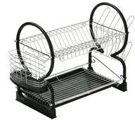 Pozostałe akcesoria kuchenne - Premier Housewares Premier housewares stelaż do ociekania naczyń, 2-piętrowy, ze zdejmowanym tacce, czarny/chrom 0509635 - miniaturka - grafika 1