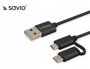 Savio Kabel USB microUSB/USB typ C 1m - Kable USB - miniaturka - grafika 2