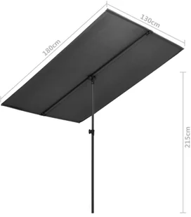 vidaXL Parasol ogrodowy na słupku aluminiowym, 180x130 cm, antracytowy vidaXL - Parasole ogrodowe - miniaturka - grafika 7