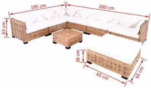 vidaXL Zestaw wypoczynkowy, 31 elementów, naturalny rattan - Komplety wypoczynkowe - miniaturka - grafika 8