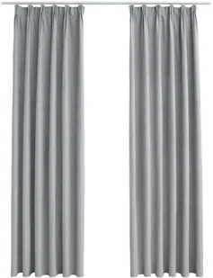 vidaXL Zasłony zaciemniające z haczykami, 2 szt., szare, 140x225 cm - Akcesoria do wystroju okien - miniaturka - grafika 7