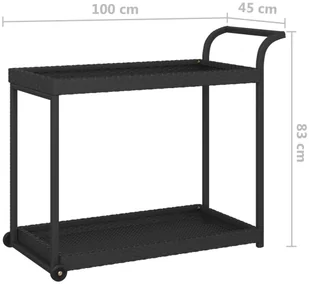 shumee Wózek barowy czarny 100x45x83 cm polirattan - Wózki na żywność - miniaturka - grafika 7