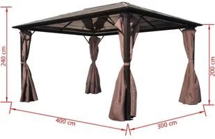 vidaXL vidaXL Zadaszenie ogrodowe aluminium z zasłonami w kolorze brąz 400 x 300 cm - Pawilony ogrodowe - miniaturka - grafika 8
