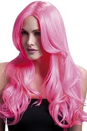 Dodatki do strojów karnawałowych - Fever damskie długa i falowane peruka z przedziałkiem na środku, długość 66 cm, khloe, neonowy róż, One Size, 42545 FV42545 - miniaturka - grafika 1