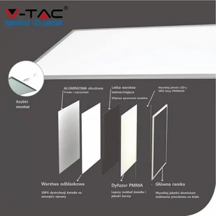 v-tac Panel LED V-TAC 45W 600x600 UGR PMMA VT-6068 6000K 3600lm - Lampy pozostałe - miniaturka - grafika 9