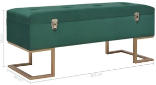 vidaXL Ławka ze schowkiem, 105 cm, zielona, aksamitna vidaXL - Ławki do przedpokoju - miniaturka - grafika 7