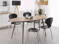 Stoły - Beliani Stół do jadalni owalny 180 x 90 cm ciemne drewno z czarnym OTTAWA - miniaturka - grafika 1