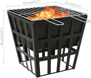 VidaXL Lumarko Palenisko i grill 2-w-1, 34 x 34 x 48 cm, stal! 315089 VidaXL - Paleniska ogrodowe - miniaturka - grafika 6
