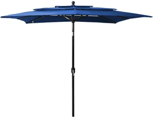 vidaXL 3-poziomowy parasol na aluminiowym słupku, lazurowy, 2,5x2,5 m 313843 - Parasole ogrodowe - miniaturka - grafika 2