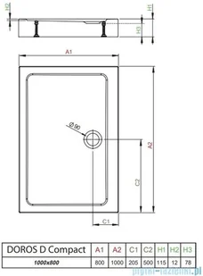 Radaway Doros D Compact Stone brodzik 100x80 antracyt SDRD1080-05-64S - Brodziki prysznicowe - miniaturka - grafika 2