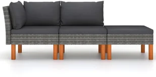 VidaXL 3-cz. zestaw wypoczynkowy do ogrodu, rattan PE i eukaliptus! 315757 - Sofy ogrodowe - miniaturka - grafika 2
