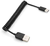 Kable USB - System-S System-S USB typ C 3.1 do USB 2.0 spiralny kabel 50 cm - 100 cm czarny 51801495 - miniaturka - grafika 1