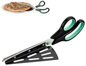Nożyczki - Relaxdays Pizza nożyczki do skórek z podnośnik do pizzy, stal nierdzewna nożyczki kuchenne, spuelmaschinenfester nóż do pizzy, czarno-zielony 10022577 - miniaturka - grafika 1