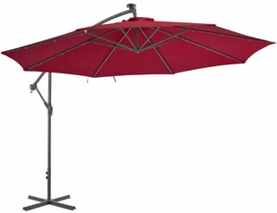 vidaXL Wiszący parasol z aluminiowym słupkiem, 350 cm, bordowy - Parasole ogrodowe - miniaturka - grafika 3