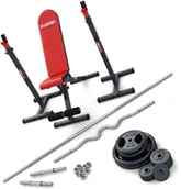 Ławki treningowe - K-SPORT Ławka + Stojaki Do Wyciskania | Składana, regulowana + Zestaw sztang + Obciążenia 95kg - miniaturka - grafika 1