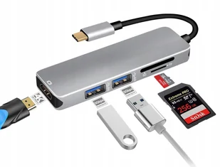 Hub Usb-c 3.1 konwerter 2x Usb 3.0 Hdmi czytnik Sd - Adaptery i przejściówki - miniaturka - grafika 8