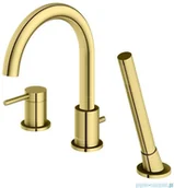 Baterie wannowe i prysznicowe - Kohlman Axel Gold bateria wannowa 3-otworowa z obrotową wylewką złoty połysk QB241AGD | - miniaturka - grafika 1