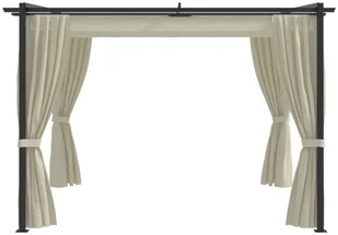 vidaXL Altana ogrodowa z zasłonami, 3 x 3 m, kremowa, stal - Altany ogrodowe - miniaturka - grafika 2