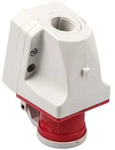 PCE Wtyczka odbiornikowa z klapką 16A 4P 400V czerwona IP44 514-6d 514-6d - Gniazdka elektryczne - miniaturka - grafika 2