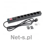 Listwy zasilające - Triton Listwa zasilająca/przeciwprzepięciowa 19 RAB-PD-X12-A1 7 gniazd w standardzie DIN max 16 A przewód 3 x 1 5 mm o długości 2 m wtyk DIN49441 16 A kolor czarny RA - miniaturka - grafika 1